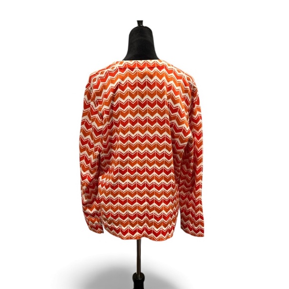 Lands’ End Orange & White Abstract Long Sleeved Button Front Cardigan XL (18-20) - Picture 2 of 6
